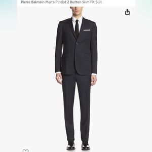 Pierre Balmain Men's Pindot 2 Button Slim Fit Suit, Charcoal Grey, 52R EU